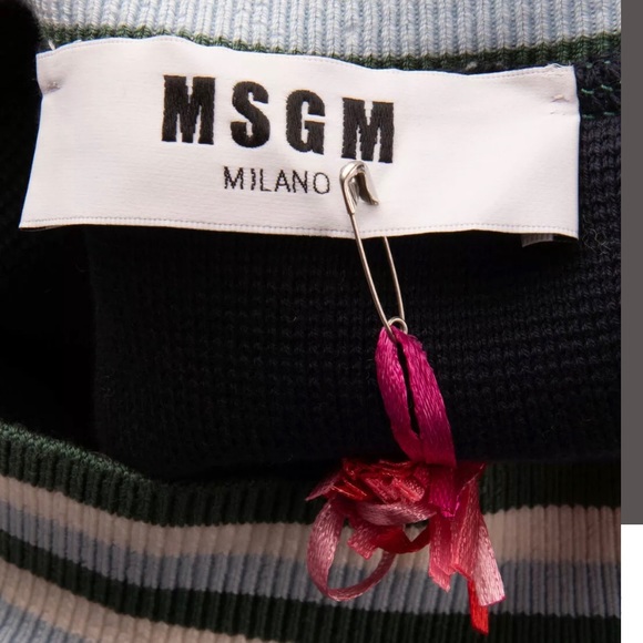 MSGM- Asymmetric Pleat Stripe Cotton Knit Skirt - Picture 12 of 13